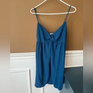See You Monday Womens Blue Sleeveless Sundress Size Large Vacation Beach Y2K